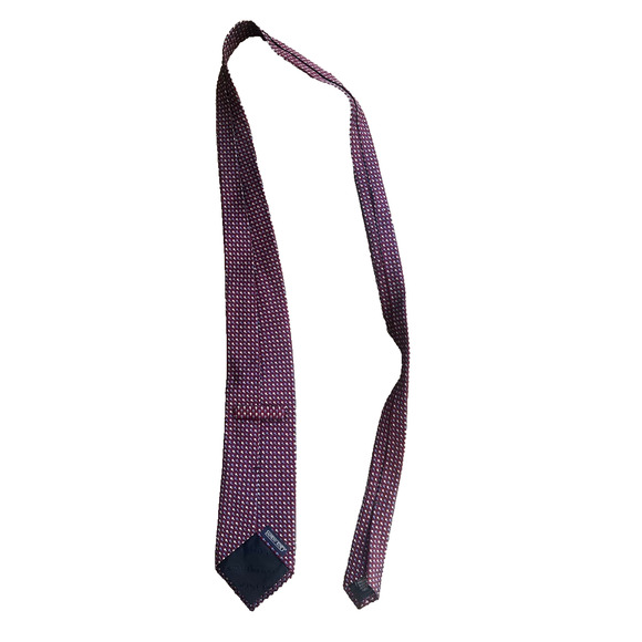 Lands End Neck Tie Adult Mens Red Blue Geometric 100% Silk USA Made Necktie - Picture 4 of 8